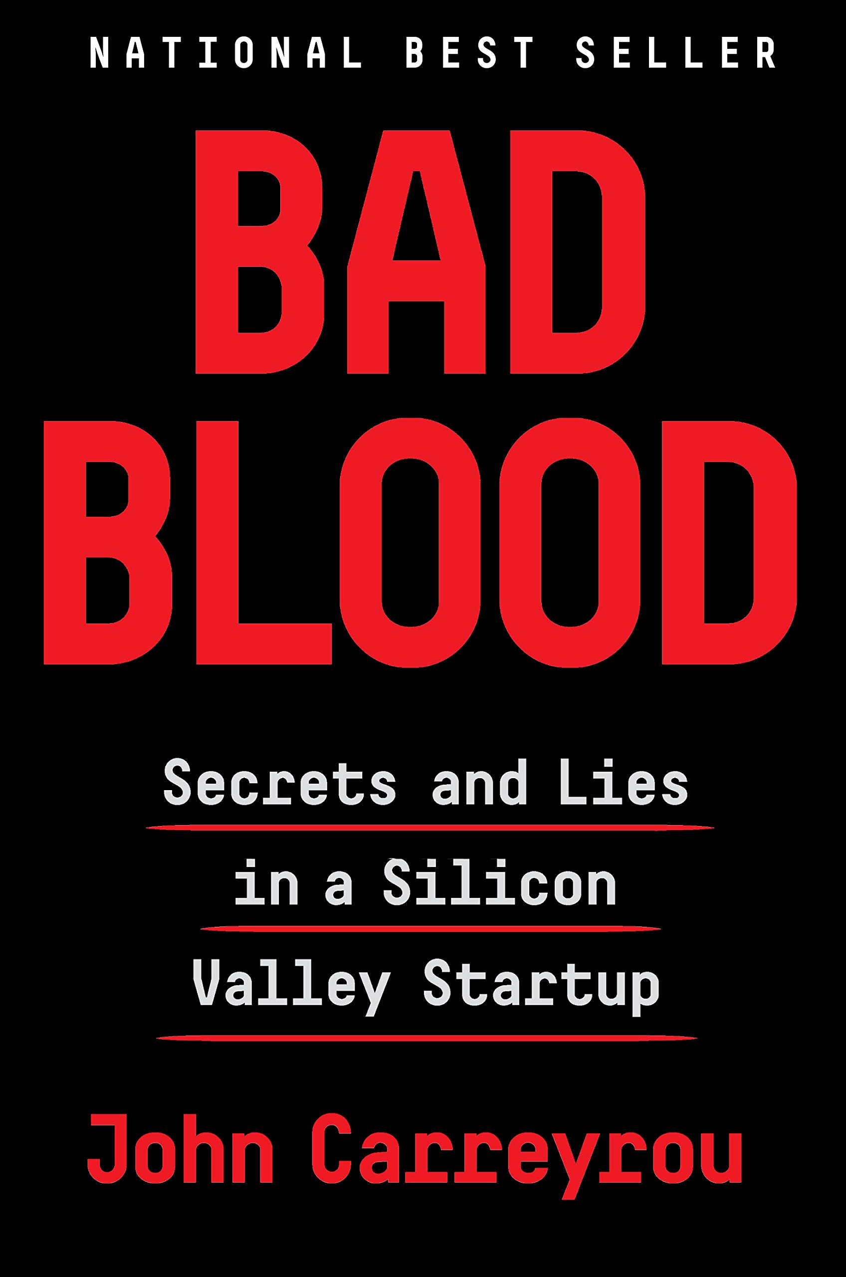 A book cover for Bad Blood: Secrets and Lies in a Silicon Valley Startup