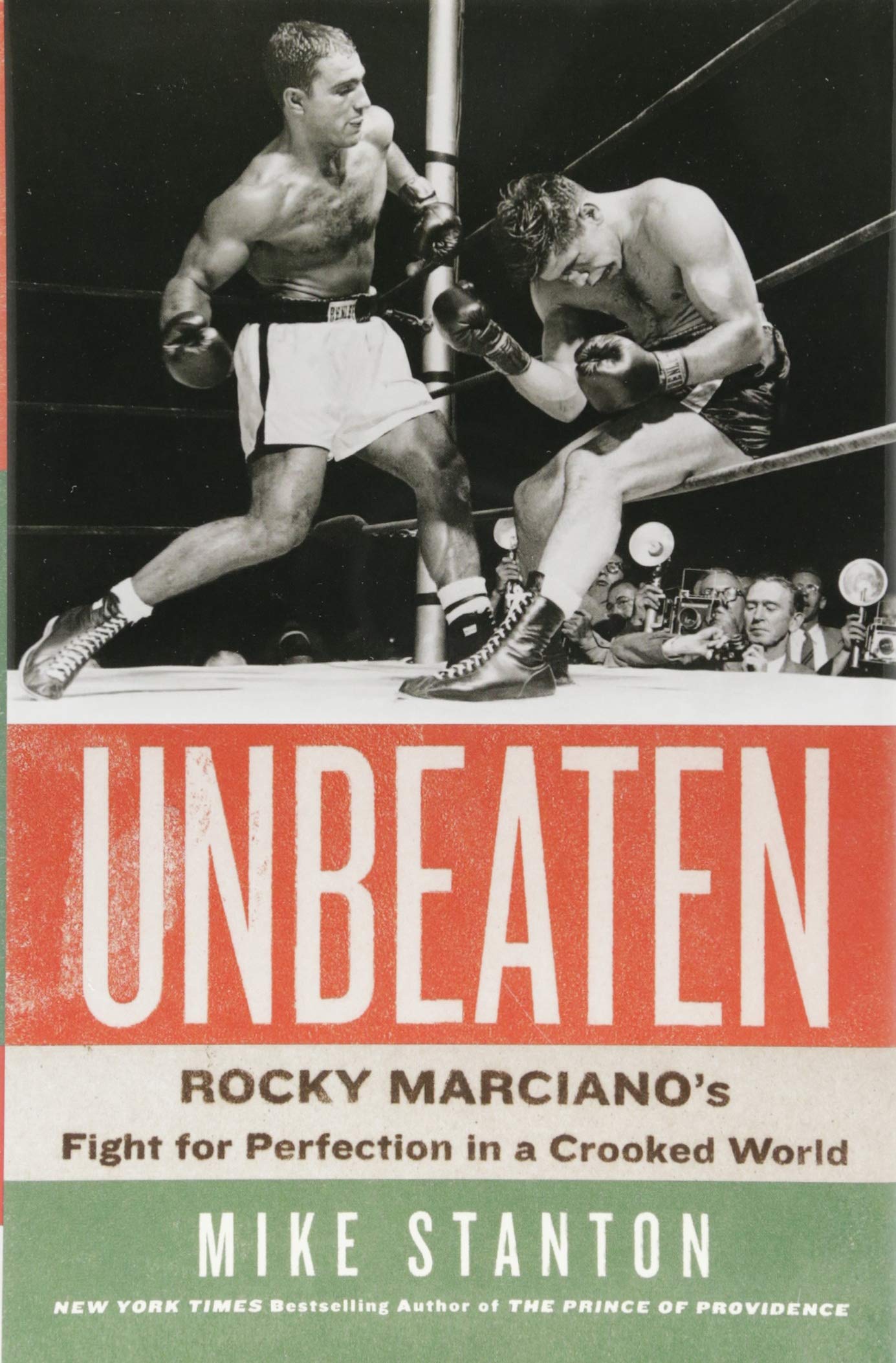 A book cover for Unbeaten: Rocky Marciano’s Fight for Perfection in a Crooked World