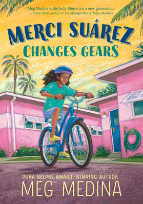 A book cover for Merci Suárez Changes Gears