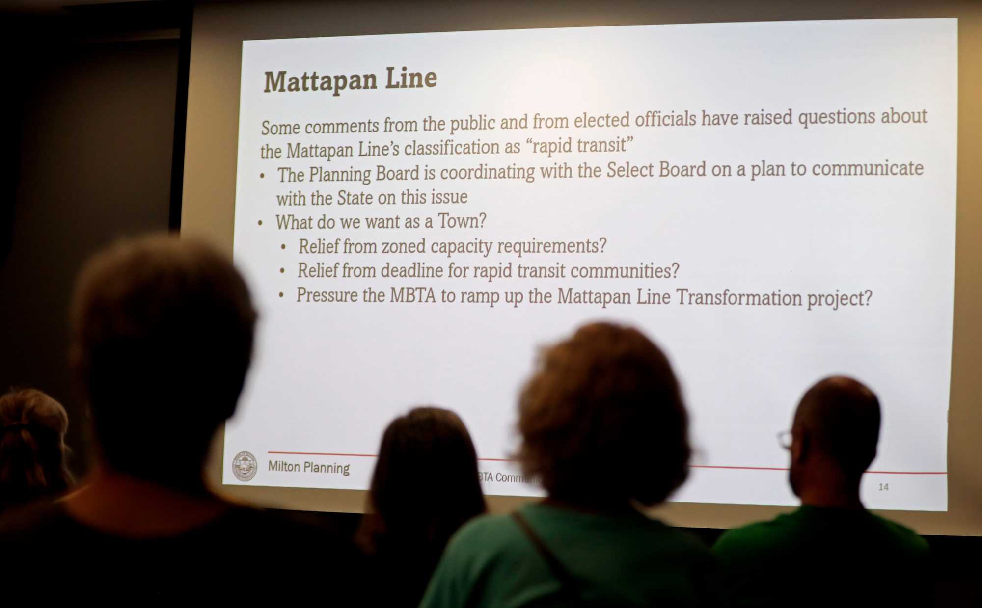 Milton, MA  6/15/23   Tim Czerwienski (cq), (not shown) director of planning & community development for the Town of Milton, leads a public informational meeting on the MBTA communities law, in the Milton Public Library.  (Photo by Pat Greenhouse/Globe Staff)  Story by Mark Arsenault
XXhousingCrisis
XXhousingCrisis3