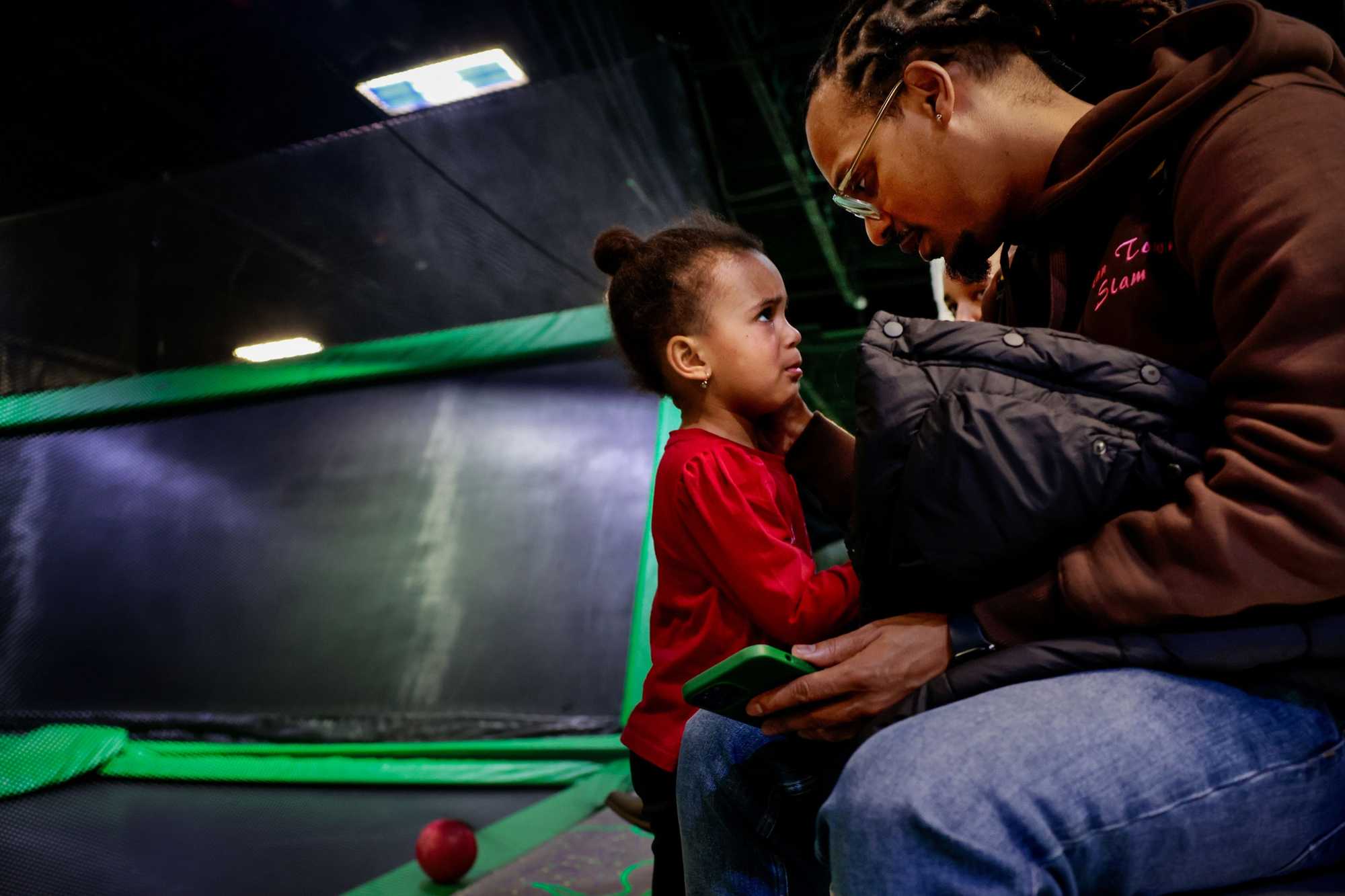 Nugget DoSouto shared a moment with his daughter Nova during trampoline play time. 