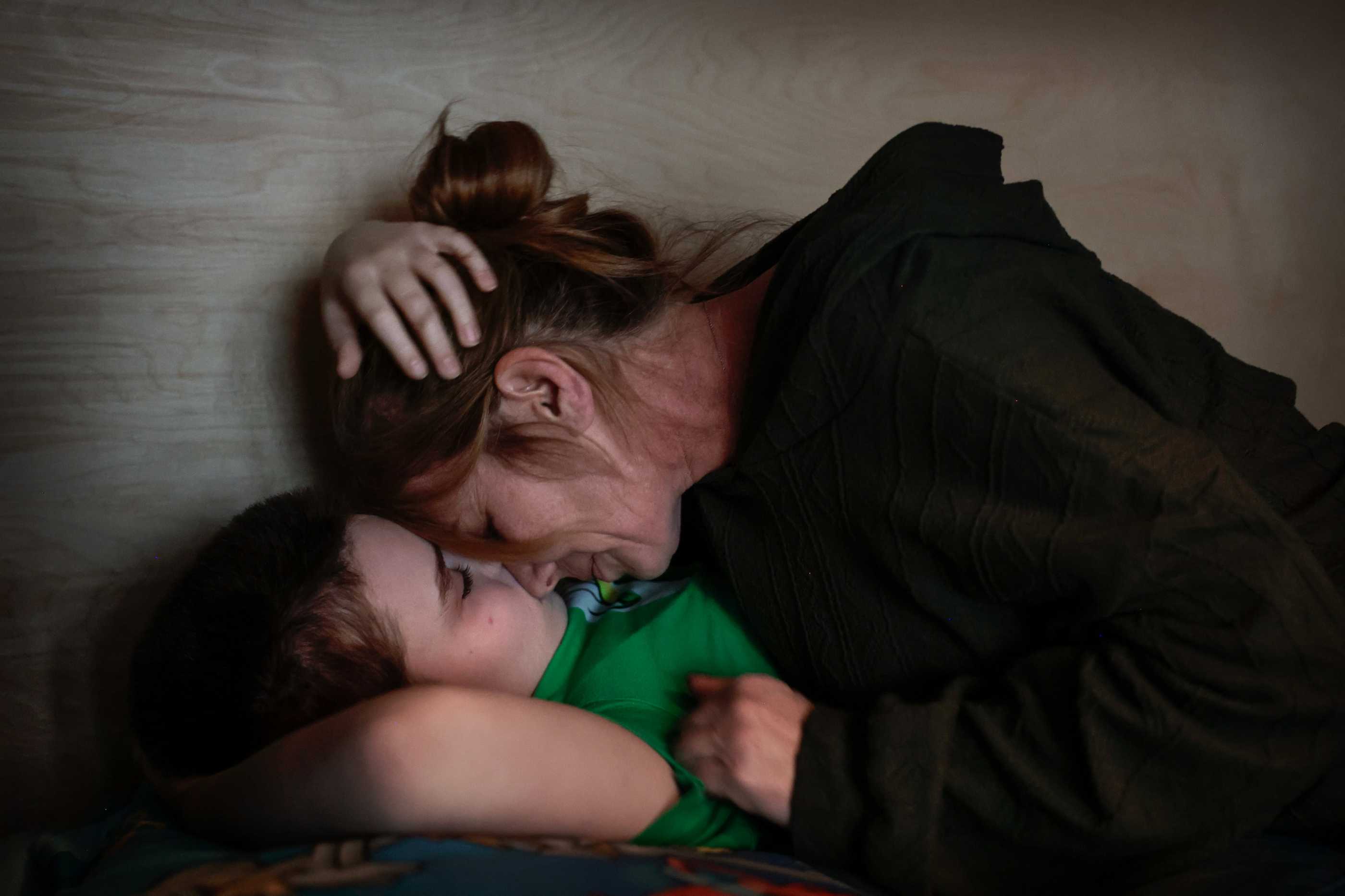 Jen Fowler comforted her son Dante, 12, during an episode at their home in Wakefield in February. Jen refers to 2 p.m. as the “bewitching hour” when Dante’s outbursts begin.