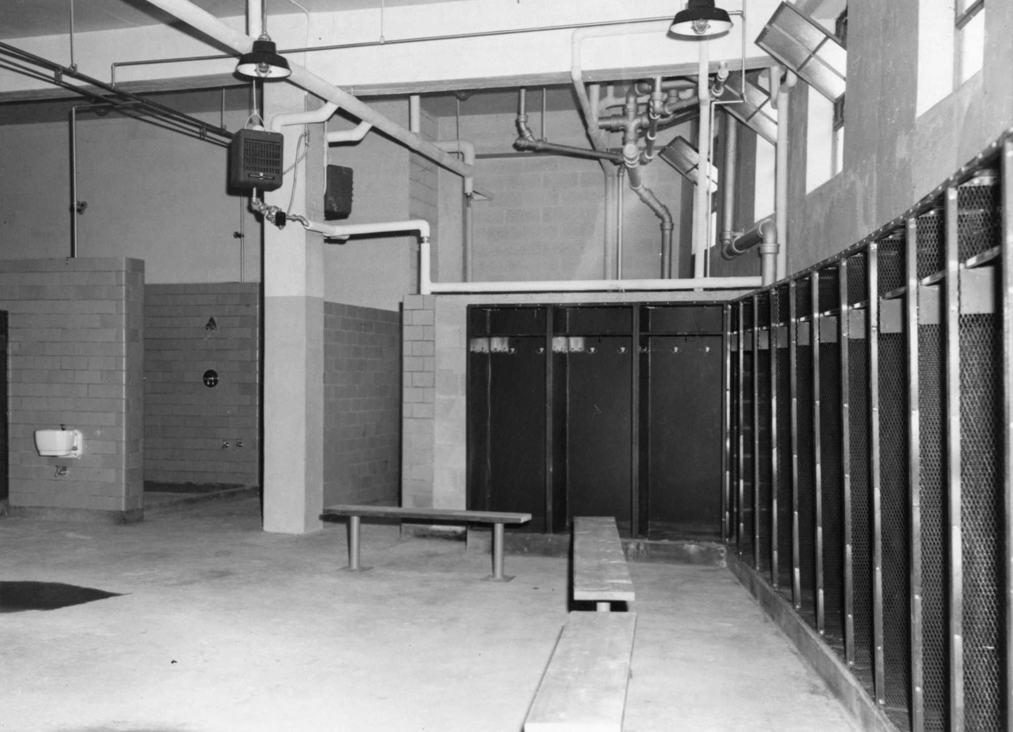 The city spared no expense for White Stadium, building a professional locker room modeled after the one at Yankee Stadium. Here is a look inside in September 1949, right before the venue opened.