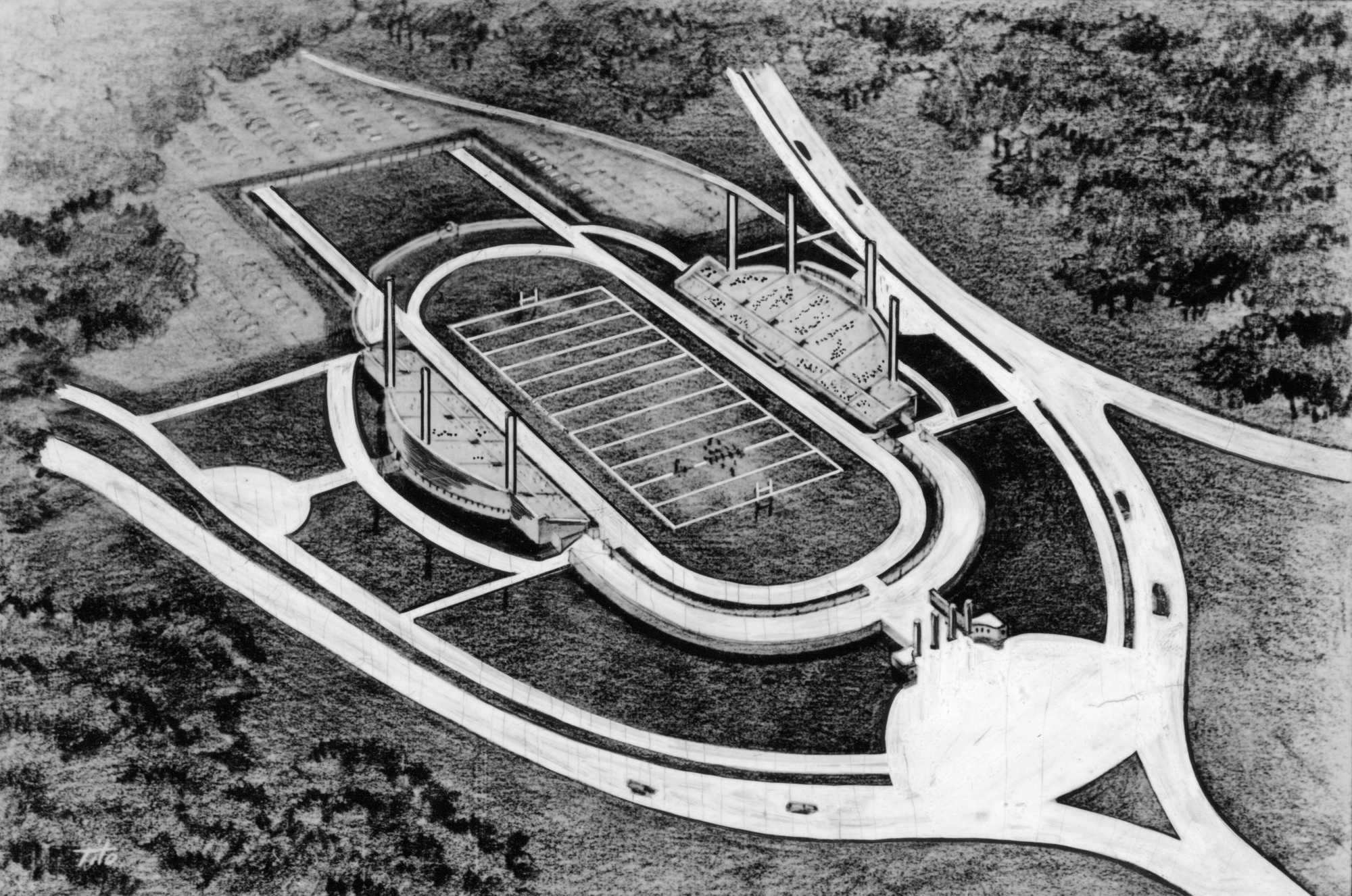 An architectural rendering of White Stadium.