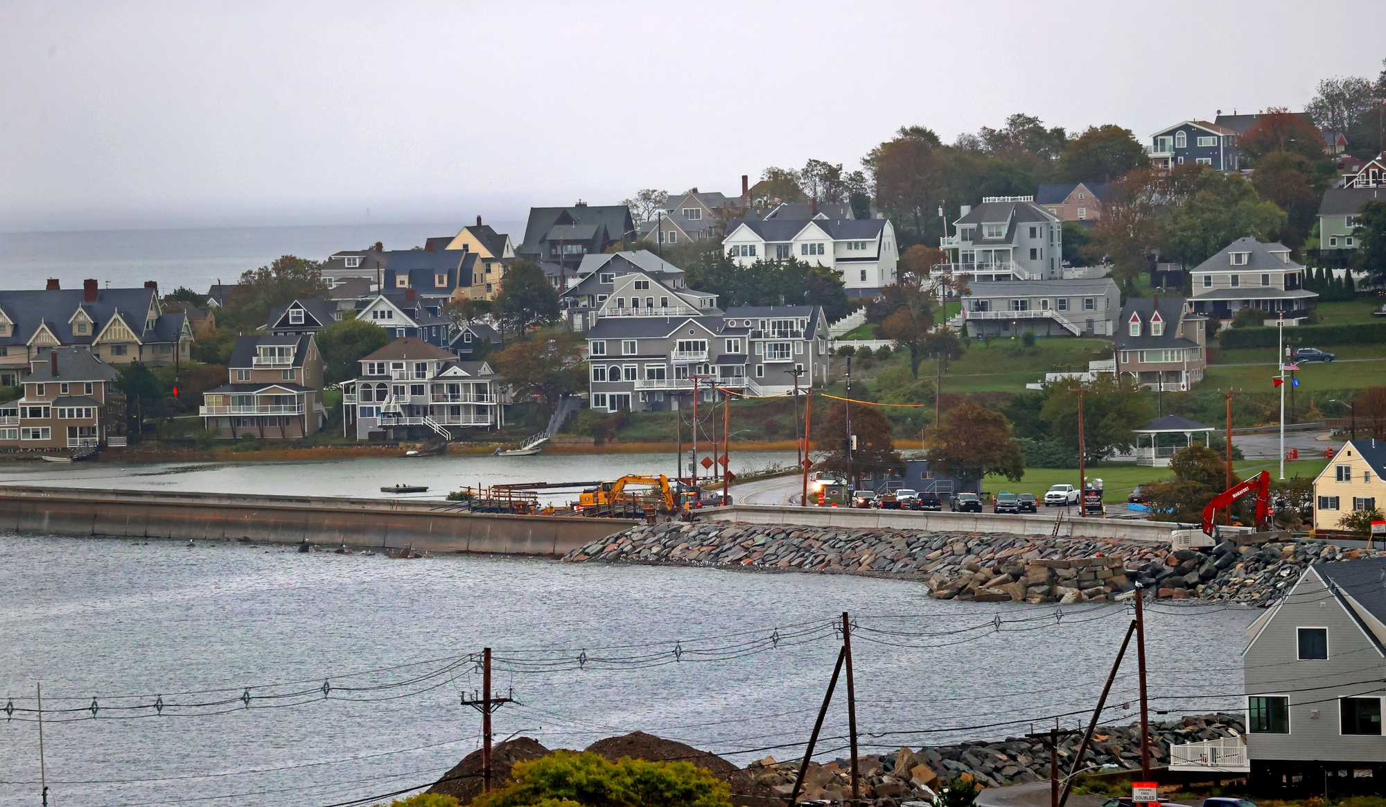 A sea wall under construction in Hull earlier this month.