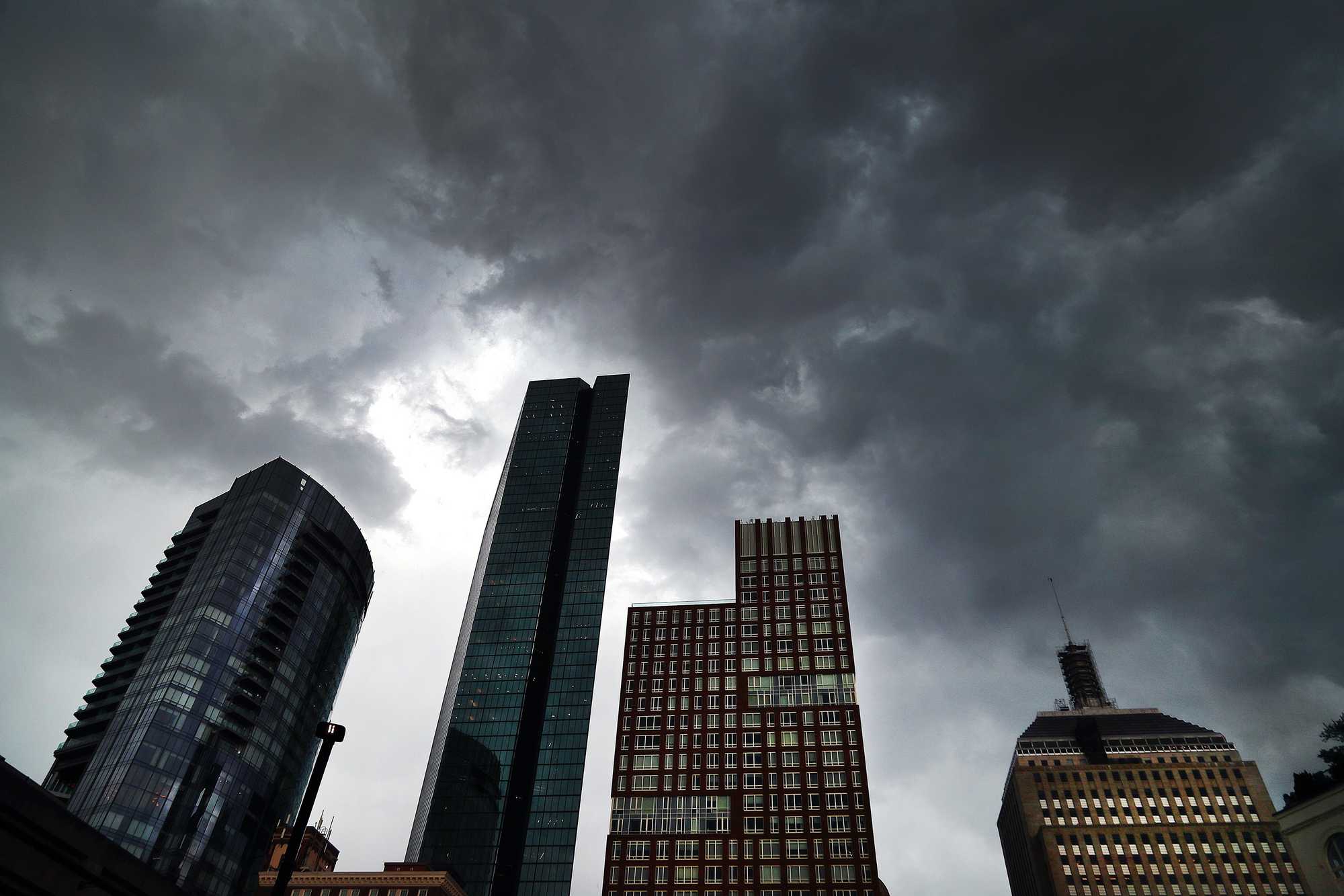 Storm clouds over the Back Bay in June 2024.