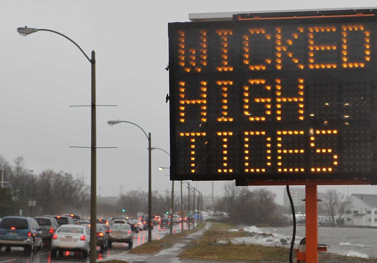 A warning to motorists along Morrissey Boulevard in 2018.