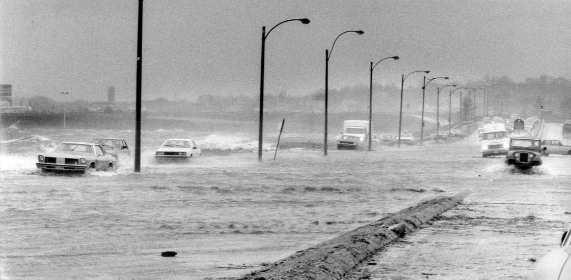 A flooded Morrissey Boulevard in 1984.