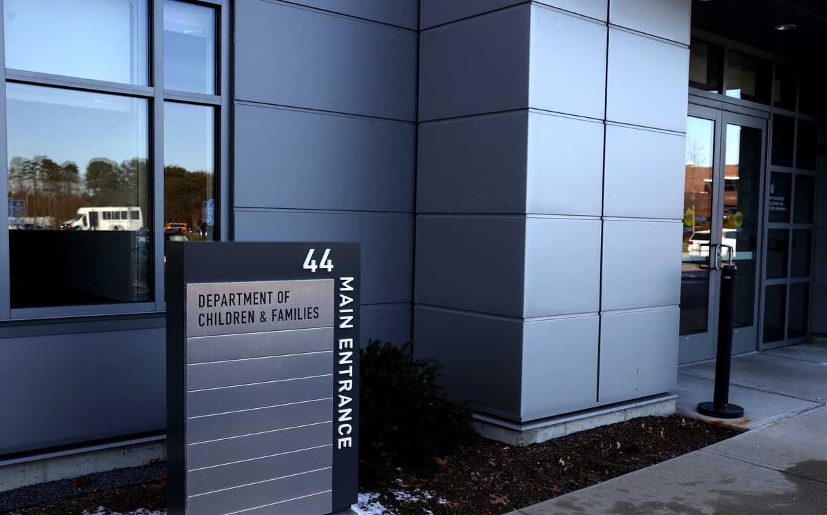 A exterior DCF office building in Plymouth. with sign.