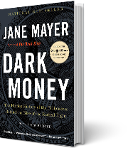 A book cover for Dark Money: The Hidden History of the Billionaires Behind the Rise of the Radical Right