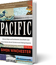 A book cover for Pacific: Silicon Chips and Surfboards, Coral Reefs and Atom Bombs, Brutal Dictators and Fading Empires