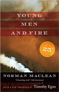 A book cover for Young Men and Fire