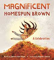 A book cover for Magnificent Homespun Brown