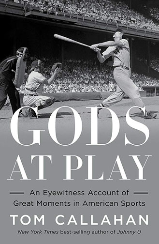 A book cover for Gods at Play: An Eyewitness Account of Great Moments in American Sports
