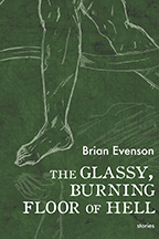 A book cover for The Glassy, Burning Floor of Hell