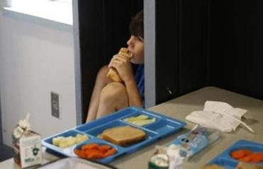 At lunch Strider tucked himself into a cubby as he nibbled on a snack, leaving the rest of the food the school lunch ladies had given him untouched. It was grab bag day, and a dollar bought a brown paper bag of goodies, like pencils and erasers. Strider didn’t have a dollar.