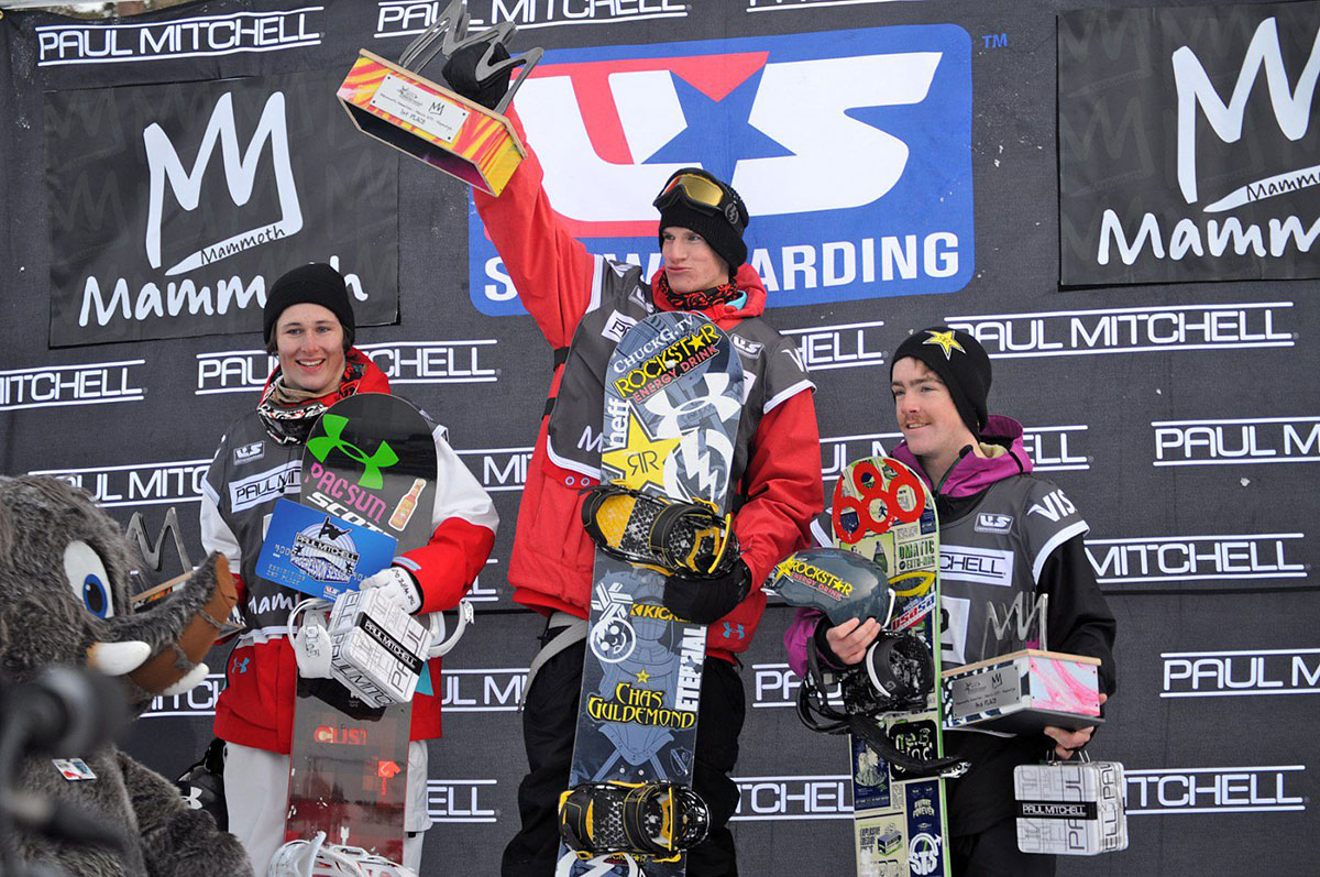 Spencer Shaw, Chas Guldemond, Brett Esser at the 2011 Sprint US Snowboard Grand Prix at Mammoth