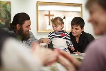 Joanna Begin, her boyfriend, and their toddler are welcomed at Sanctuary, unlike at her previous church.