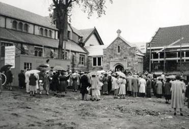 Congregants laid the cornerstone of the new West Medford Congregational Parish House on May 23, 1954.