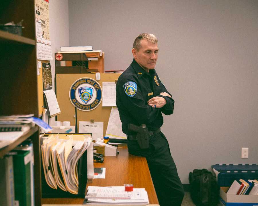 BLOOMSBURG, PA - 3/31/2022 On left, Bloomsburg Police
Chief of Police Scott Price. Erin Clark/Globe Staff 
