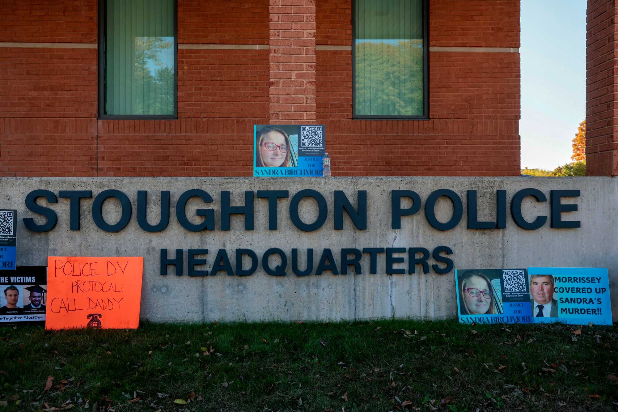 Community members held an event outside the Stoughton police station in October seeking "Justice for Sandra Birchmore." 