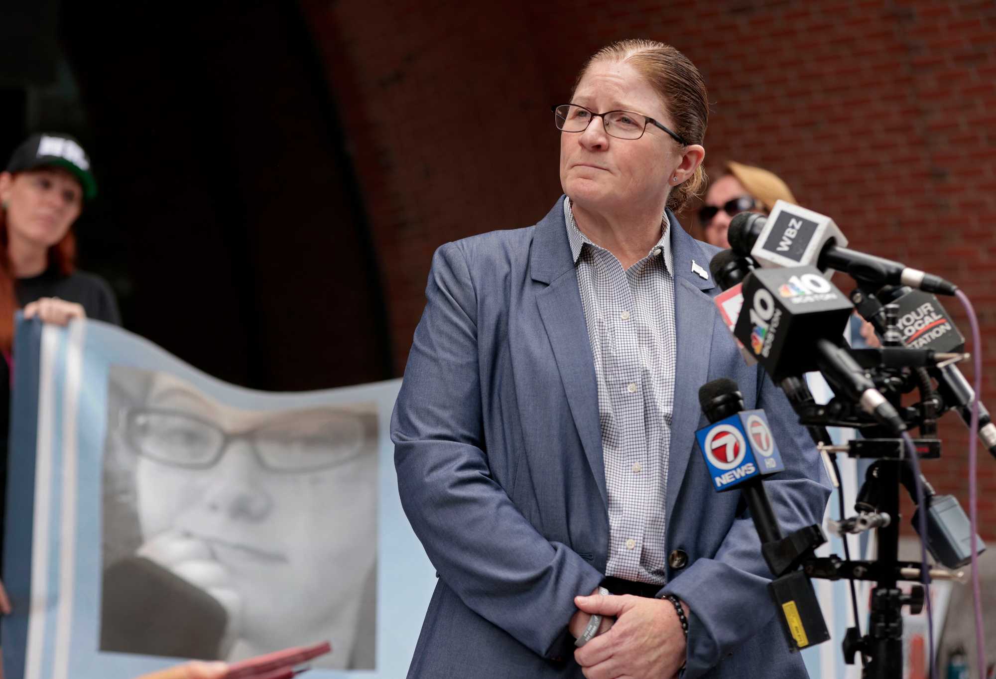 Chief McNamara outside federal court in Boston in August, after Matthew Farwell's indictment was announced. 