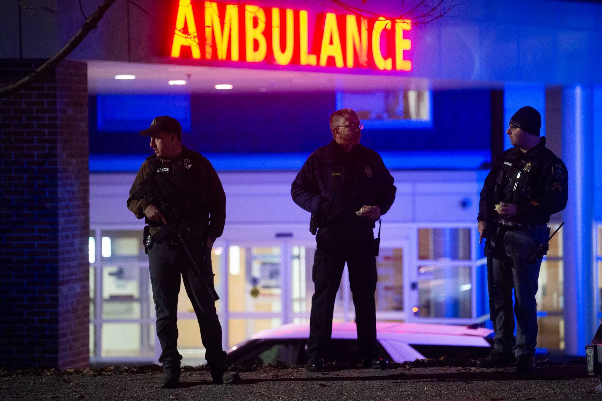 Police officers were seen at Central Maine Medical Center in Lewiston Wednesday evening.