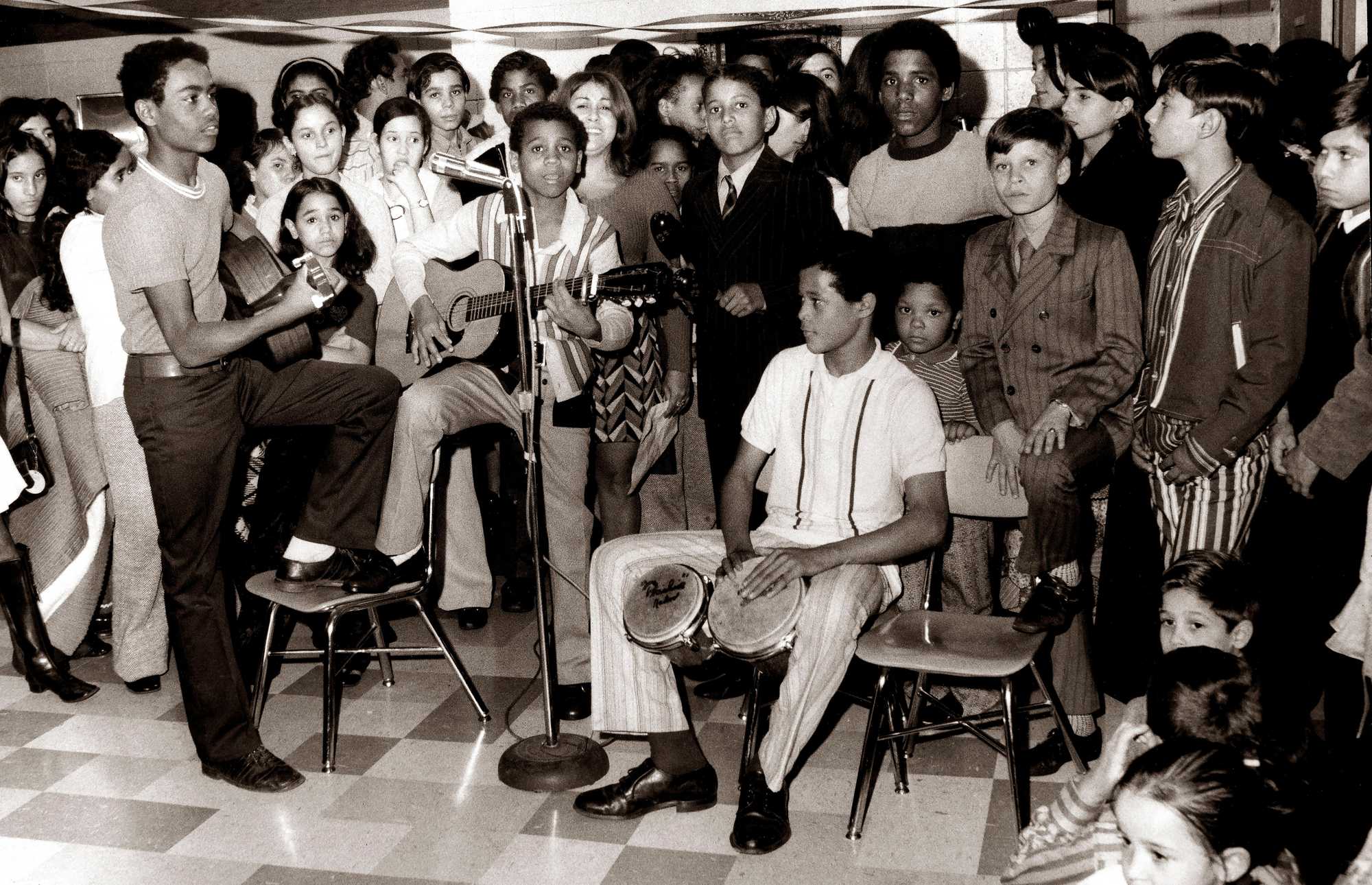  A dedication ceremony was held at Rafael Hernández Dual Language School in 1971. (Charles Carey/Globe Staff)