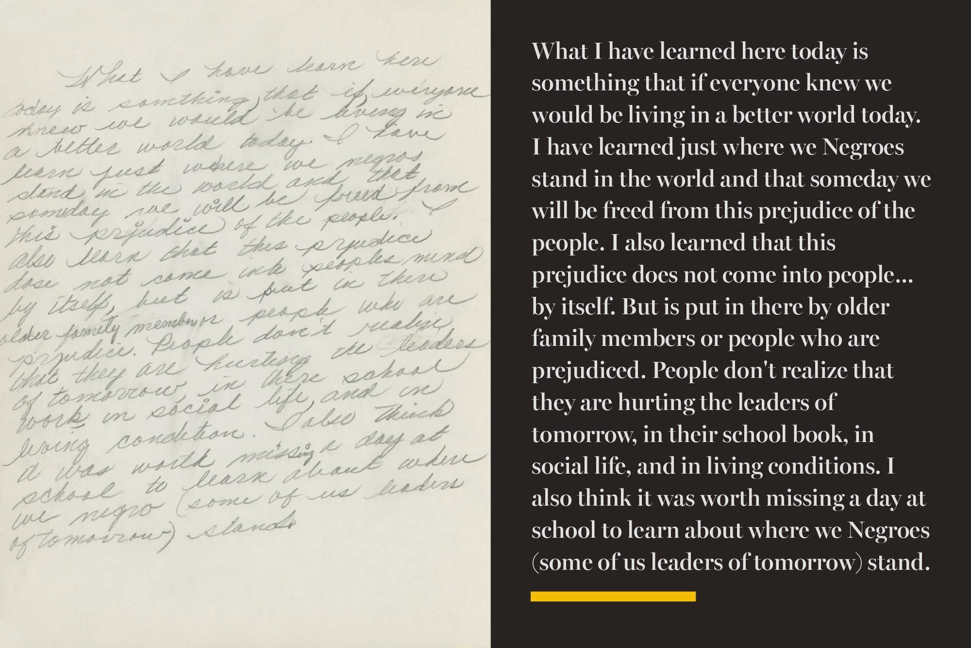 In this handwritten letter, one participant decried Boston’s unequal education, and the affect it has on everyone. “People don’t realize they are hurting the leaders of tomorrow, in there [sic] school work, in social life, and in living condition [sic],” she wrote. (Charles Glenn papers at Northeastern University Archives and Special Collections)