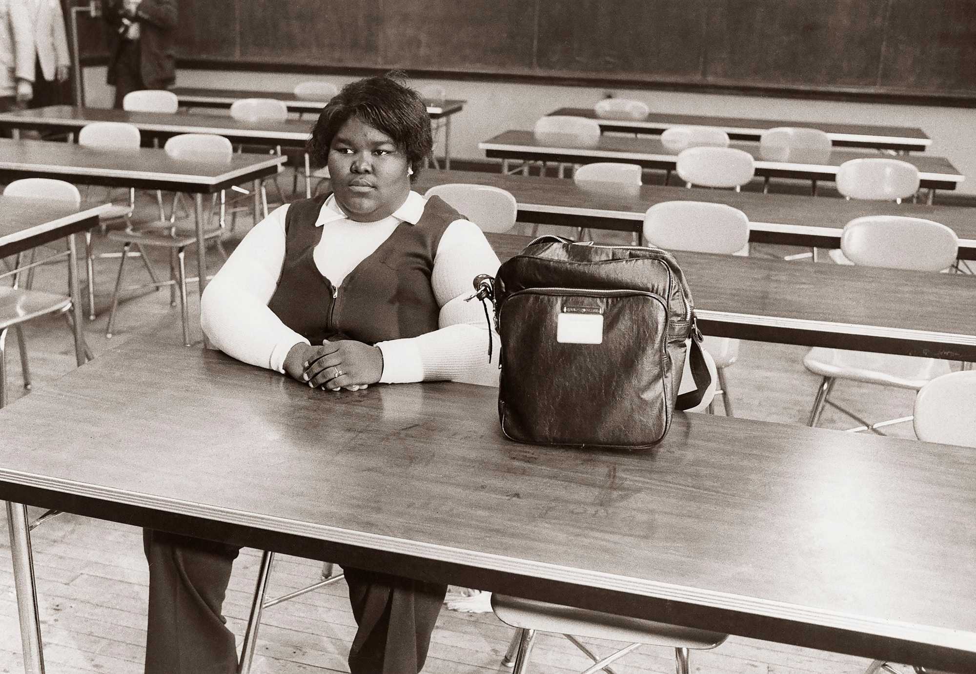 Valerie Barnes, of Roxbury, was the only student to show up in her class at South Boston High School on Sept. 12, 1974, the first day of school under the new busing system. 
