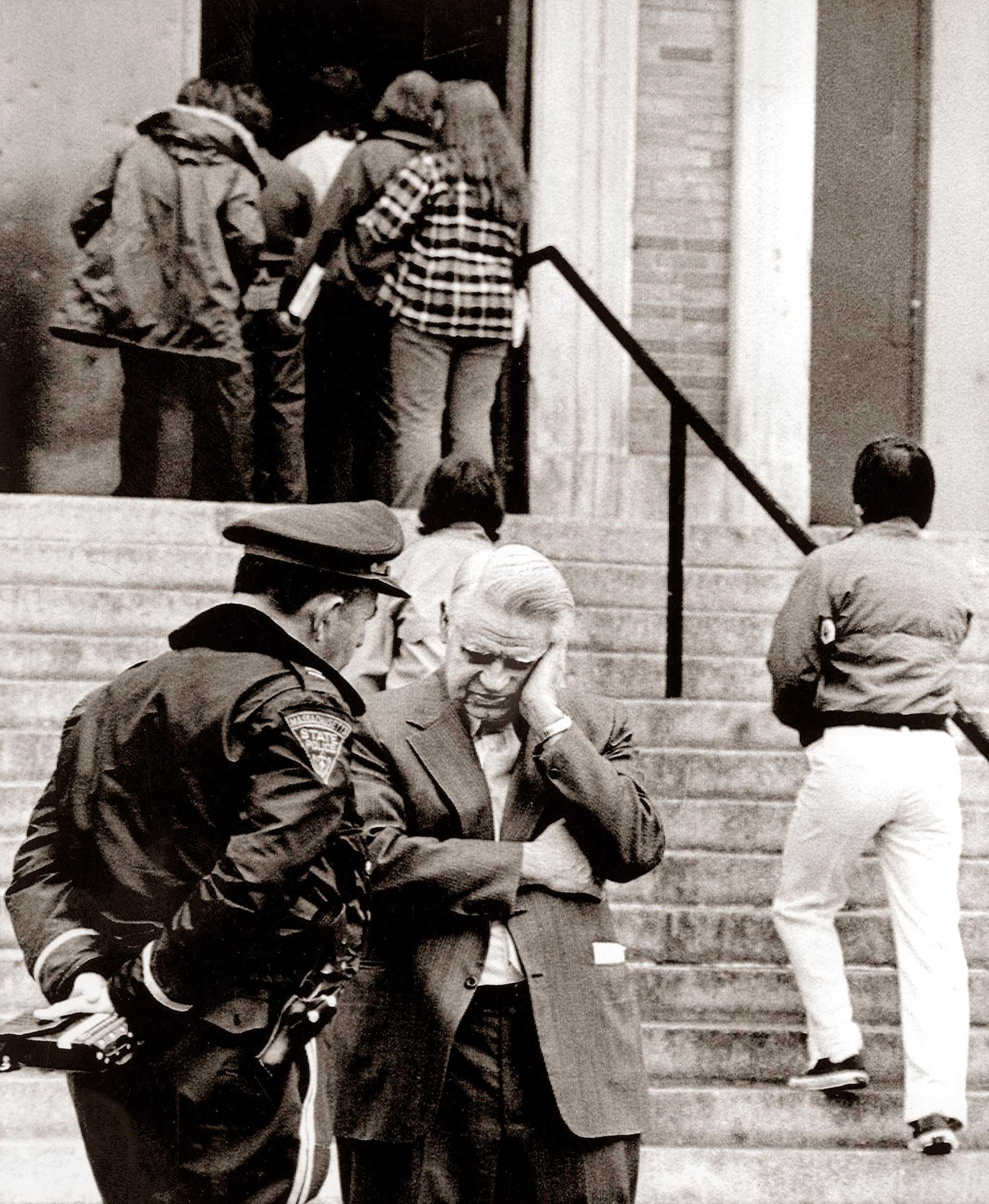 A scene repeated daily at several Boston schools, students were searched for weapons.