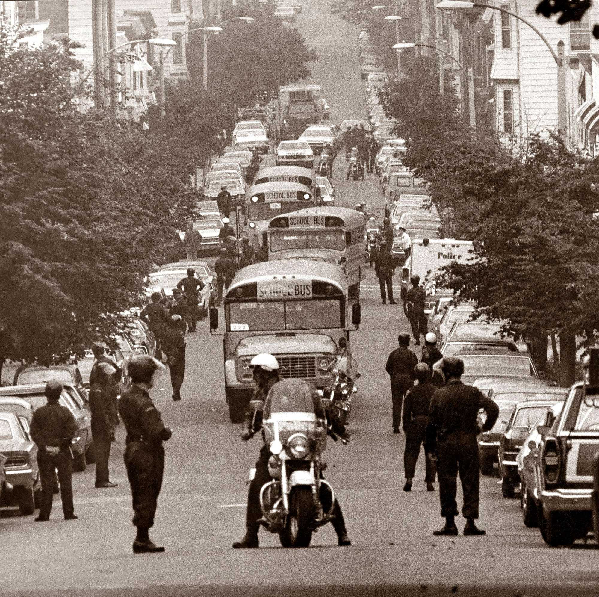 Twenty-thousand students were assigned to buses for rides, ranging from a few blocks up to three miles to newly integrated schools in the largest school busing program in the city's history.