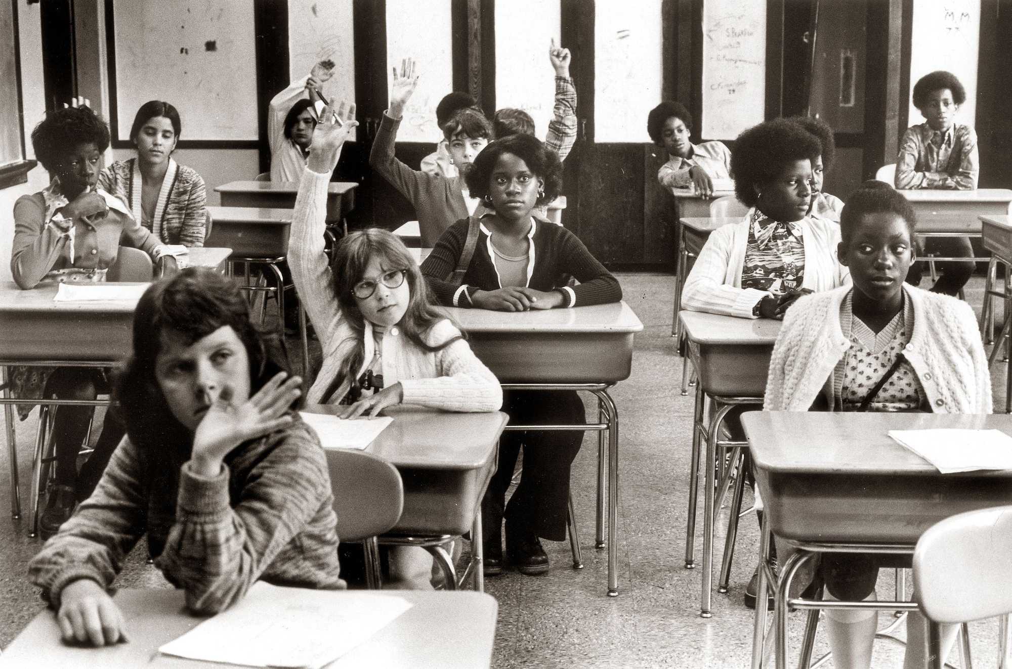 Seventh-grade students in class at the Curley School on Sept. 8, 1975 
