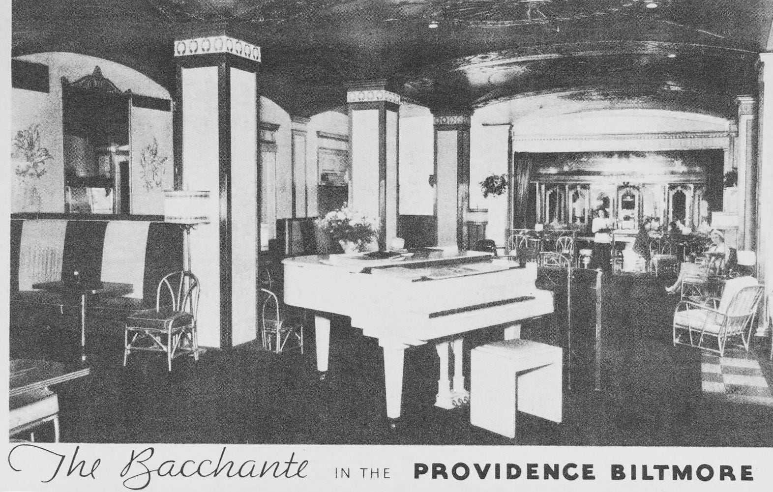 Interior view of the Bacchante in the Biltmore Hotel in 1950.