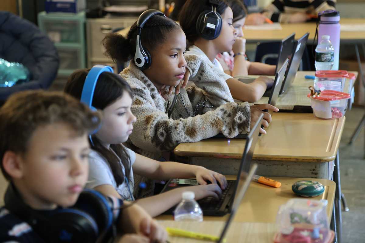 Third graders worked in class at the Elizabeth Carter Brooks Elementary School in New Bedford. 