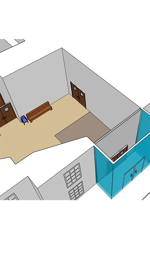 Top view sketch of the Newton courthouse