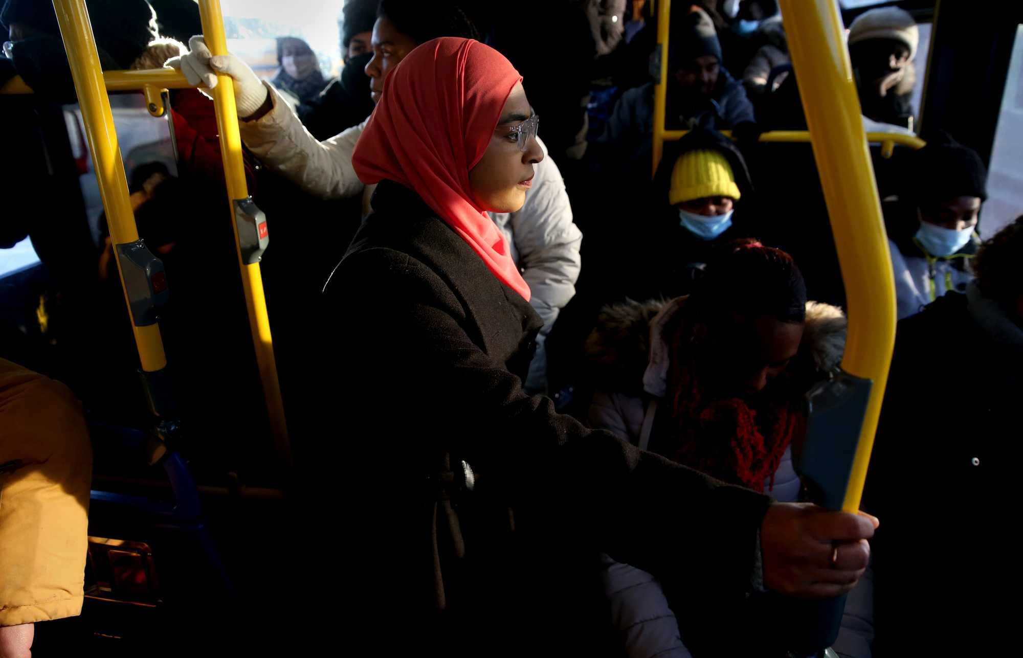 Najla Habib lives in Roxbury and commutes by bus and two trains to get to her job in Kendall Square in Cambridge.