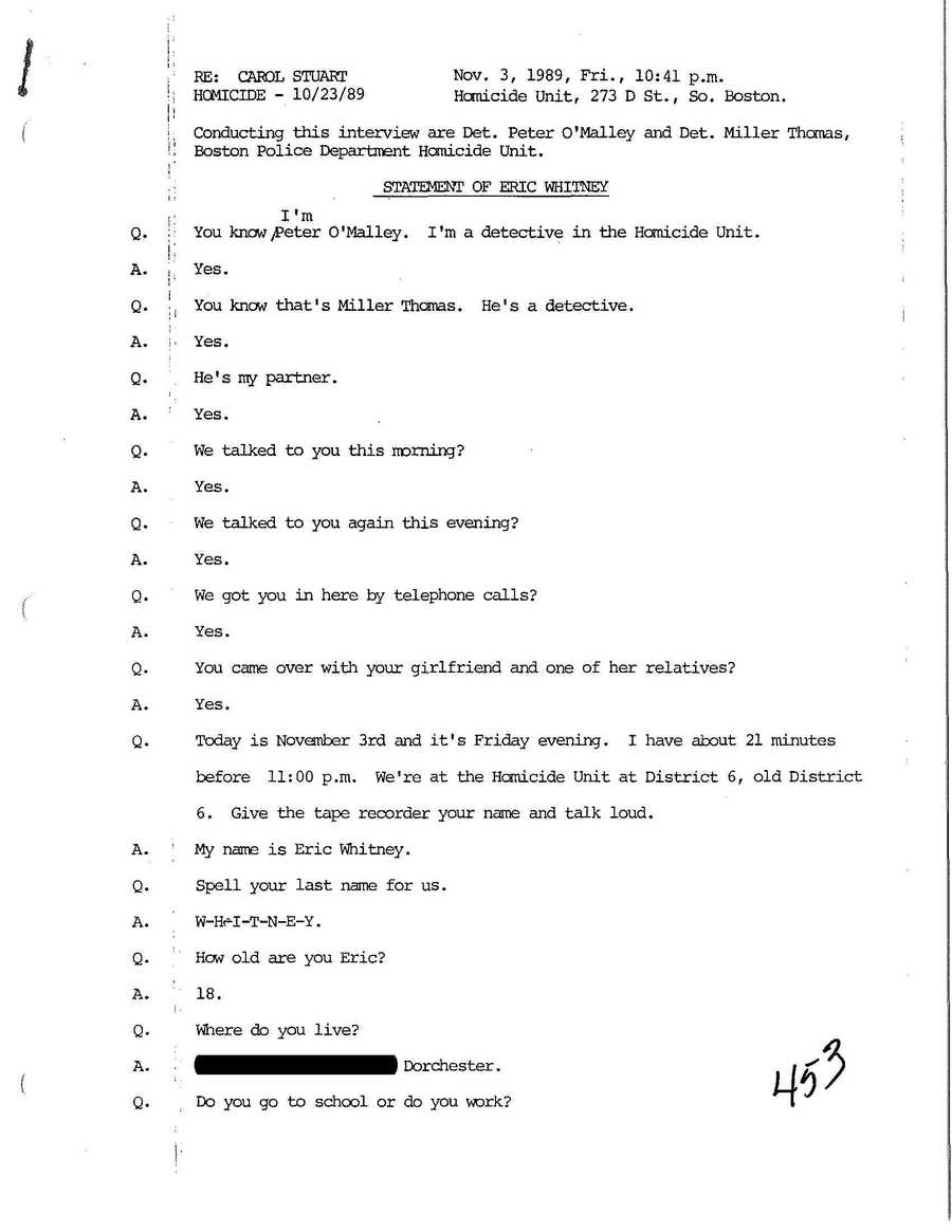 Statement of Eric Whitney, page 1. (Boston Homicide)

Stuartproject