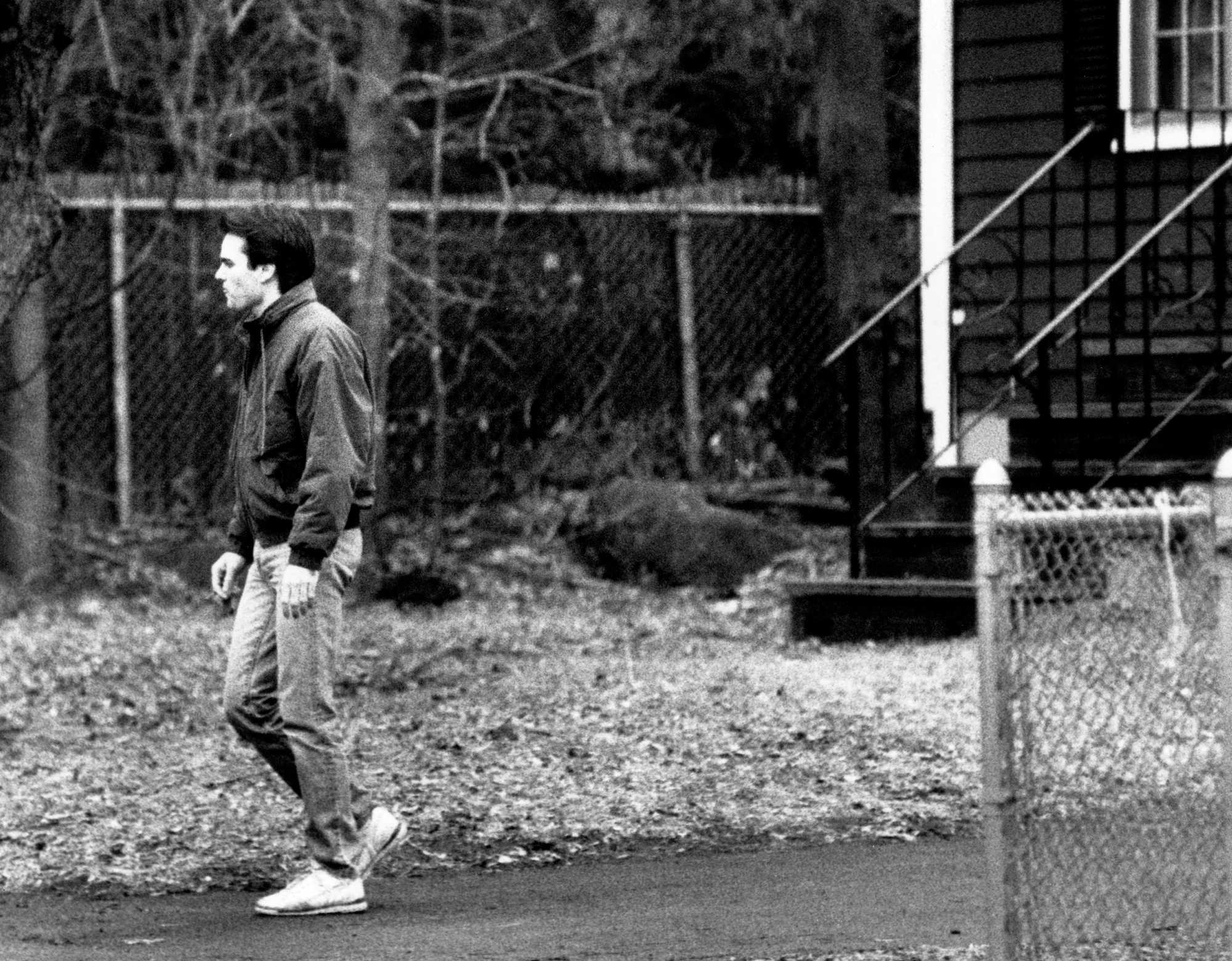 Michael Stuart in the driveway of the family home in Revere on Jan. 10, 1990.
