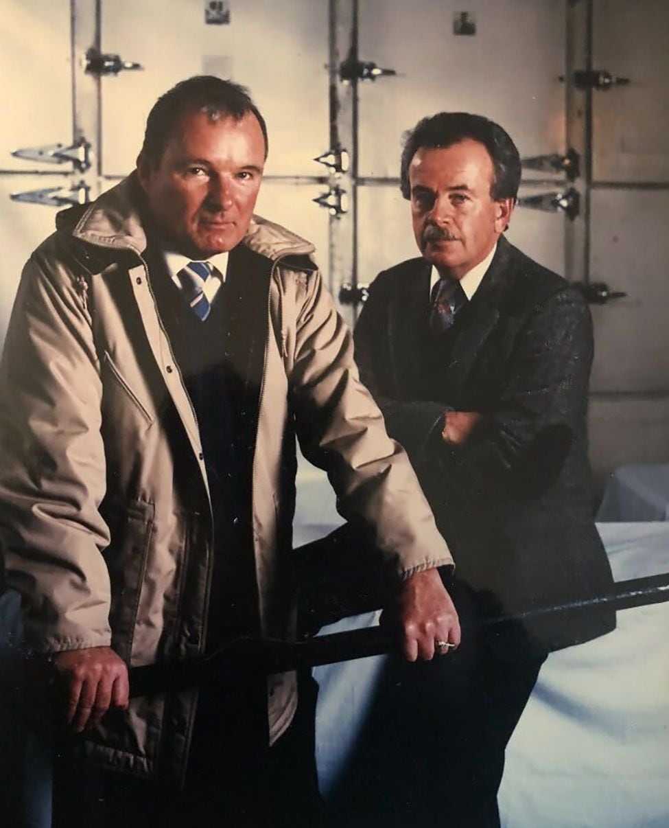 Boston Police Department homicide detectives Robert Tinlin and Robert Ahearn in April 1988.