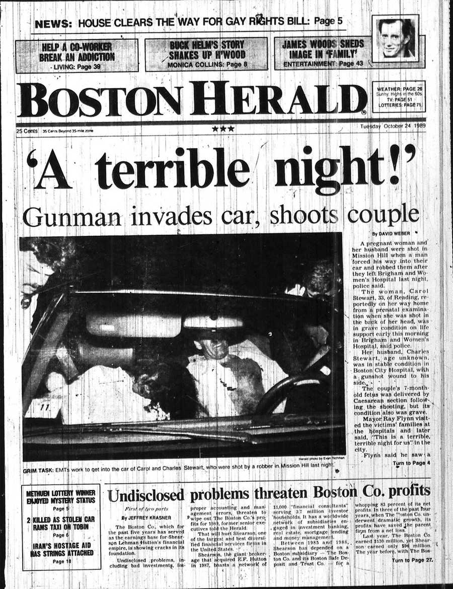 Front page of Boston Herald from Oct. 24, 1989.