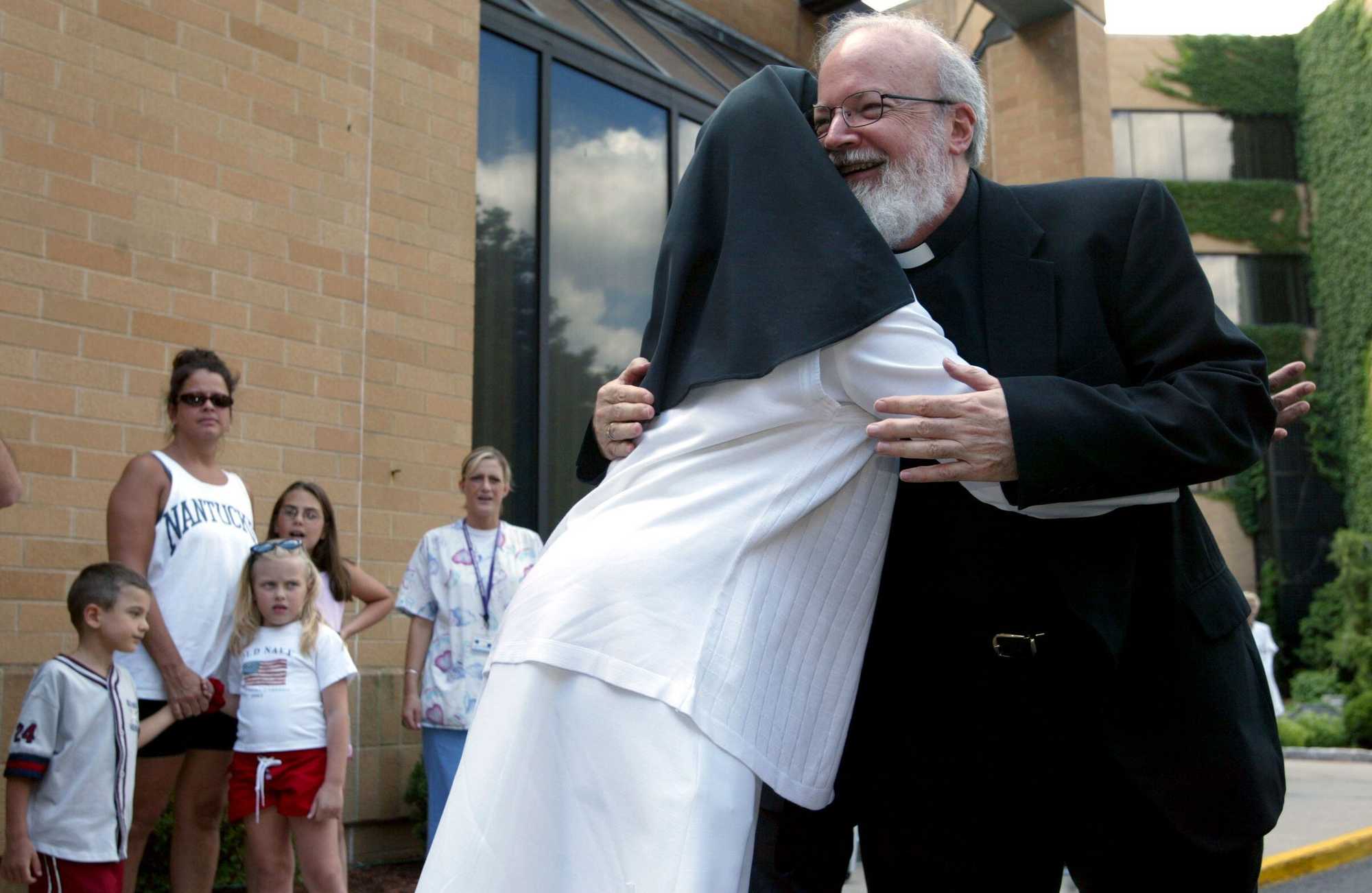 Then-Boston Archbishop Sean Patrick O'Malley was welcomed in July 2003 to St. Elizabeth Medical Center in Brighton by Sister Joanna Fernandes, then chair of the board of trustees at Saint Anne's Hospital.
