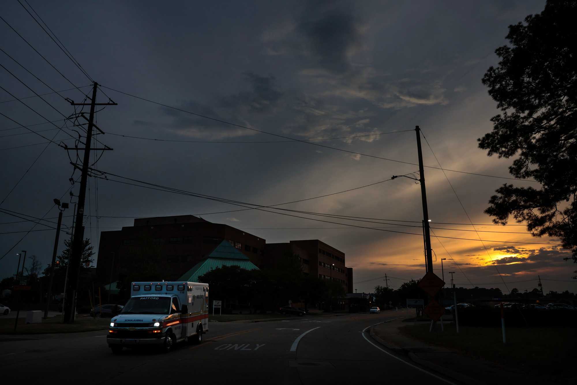 An ambulance passed Glenwood Regional Medical Center in West Monroe, La.