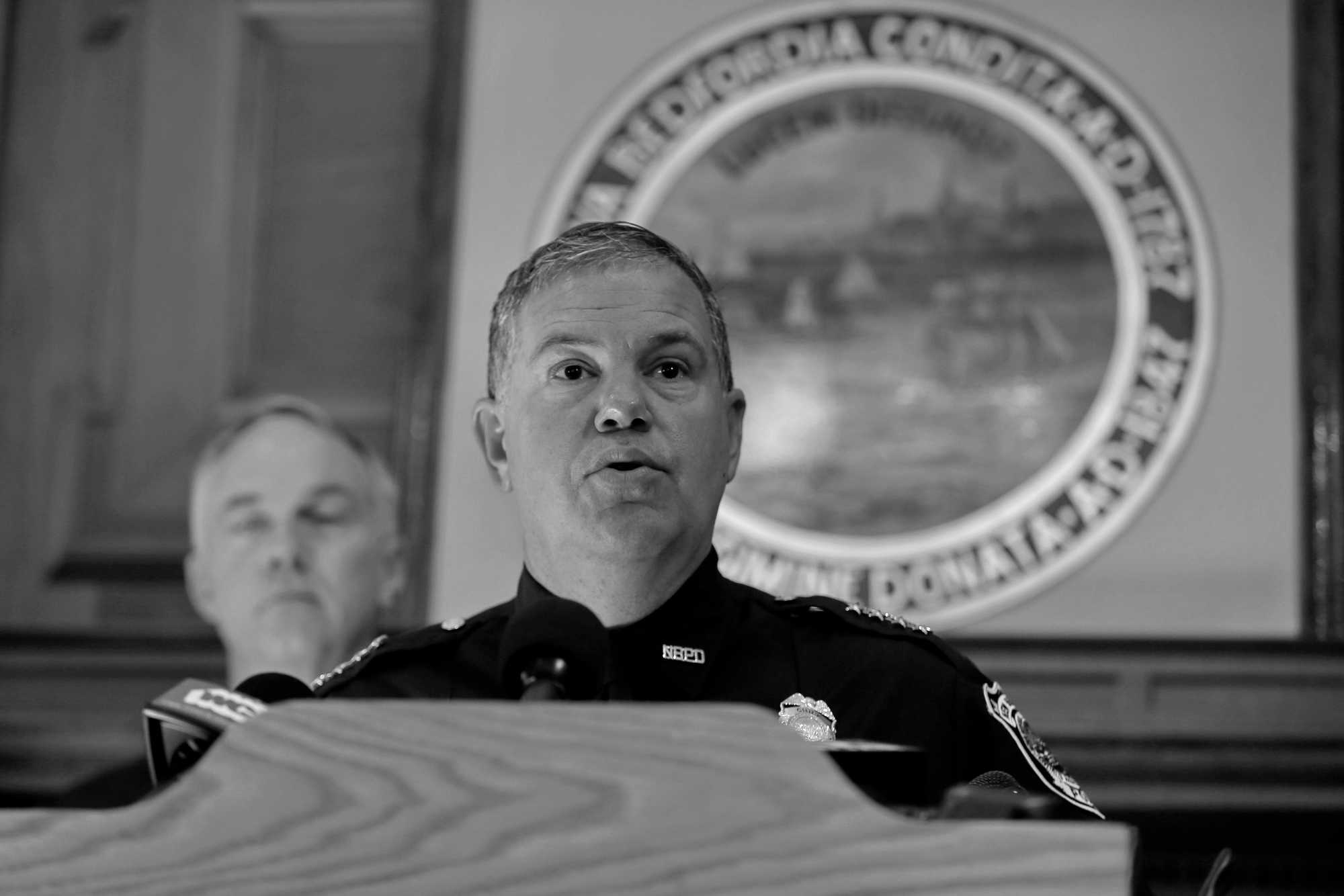 New Bedford Police Chief Paul Oliveira spoke during a press conference at City Hall discussing preparations New Bedford has taken to ensure a safe Election Day.