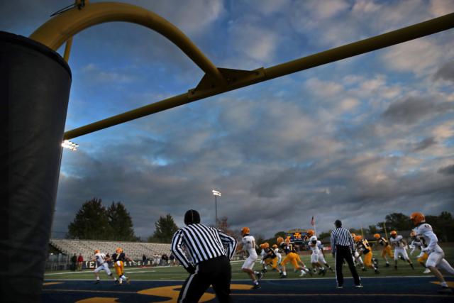 The East Grand Rapids High School Junior Varsity football game against Grand Haven High School in East Grand Rapids, Mich.
