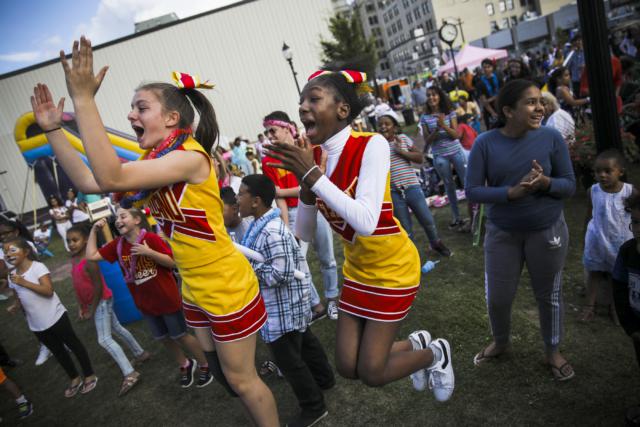 Hazeltonians reacted to a hula hoop competition during Fun Fest in downtown Hazleton, Penn.