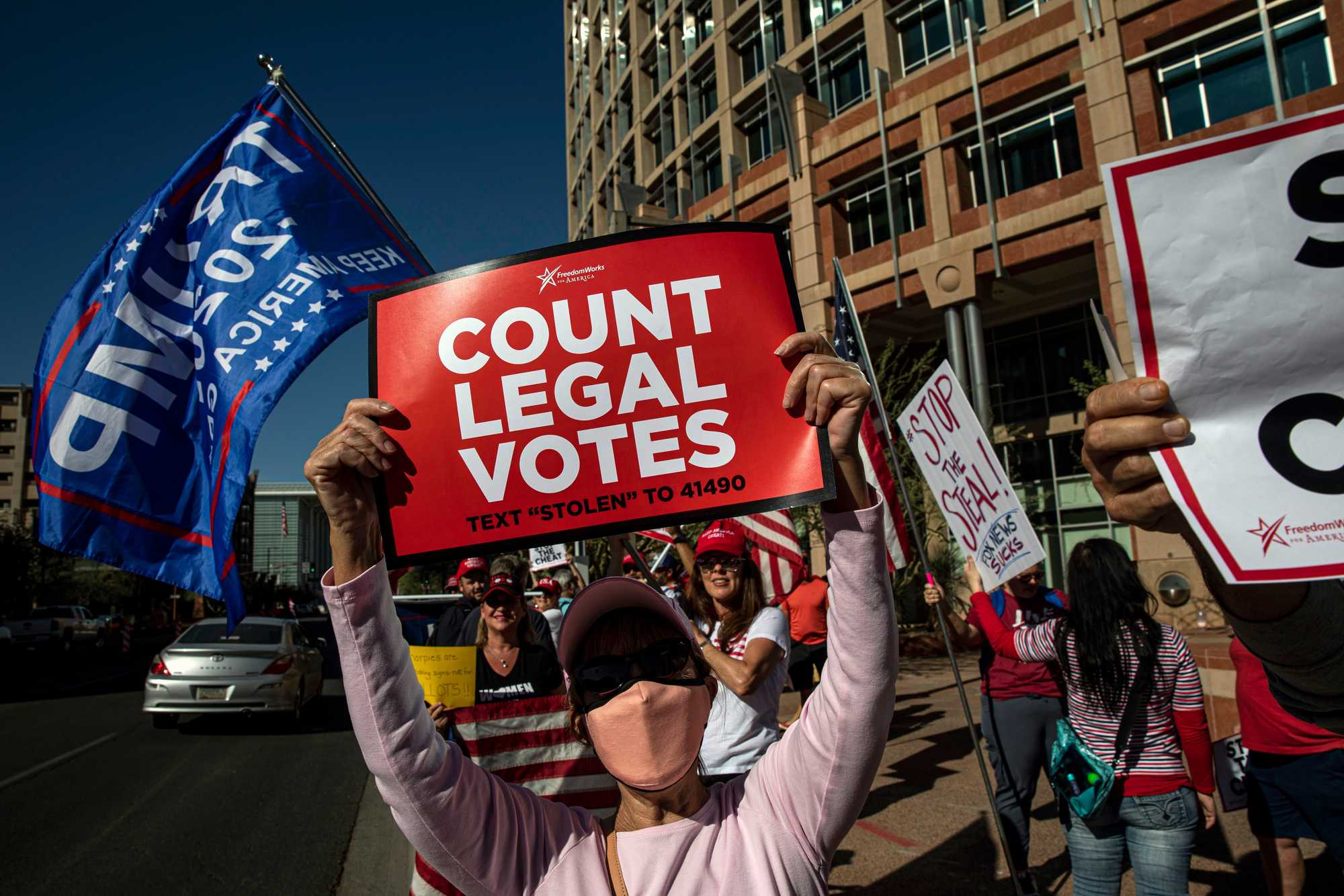 Supporters of then-president Trump protested in Phoenix on Nov. 5, 2020.