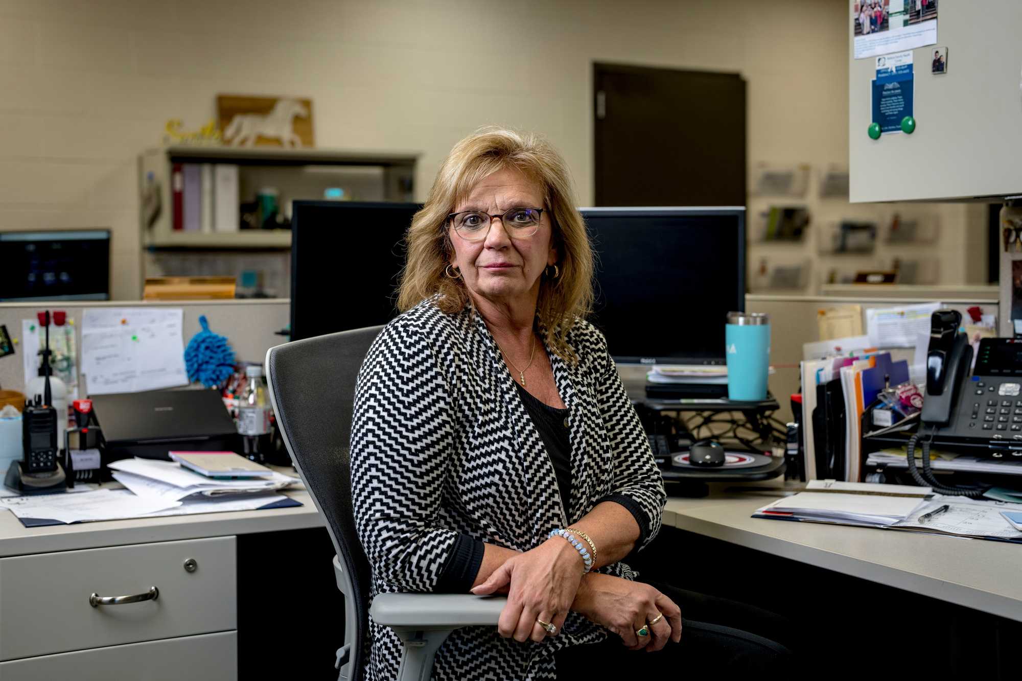 Antrim County Clerk Sheryl Guy at her office at the Antrim County Building in Bellaire, Mich.