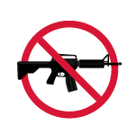 illustration of assault rifle under no entry logo