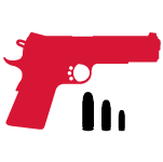 illustration of handgun with bullets